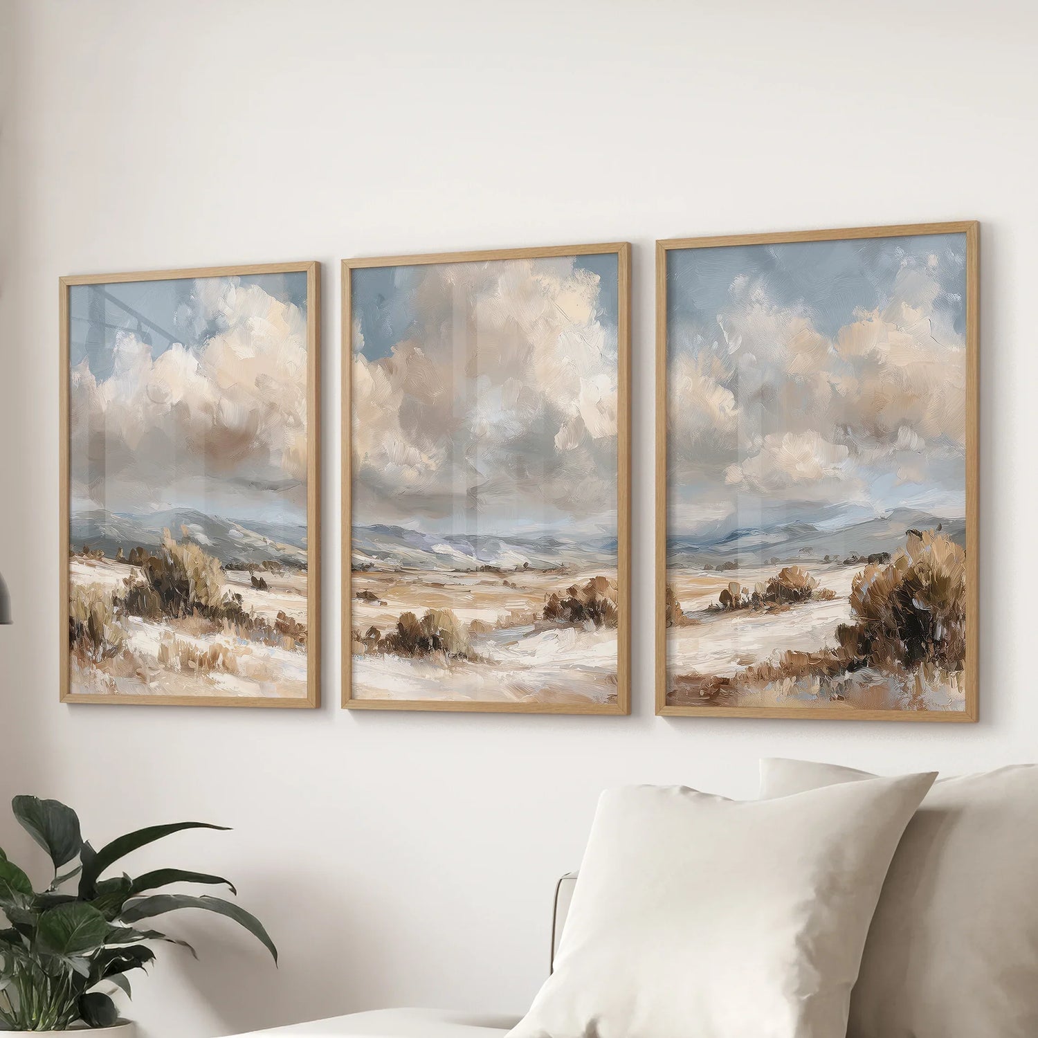 Warm Neutral Desert Landscape Decor. 3 Piece Nature Wall Art