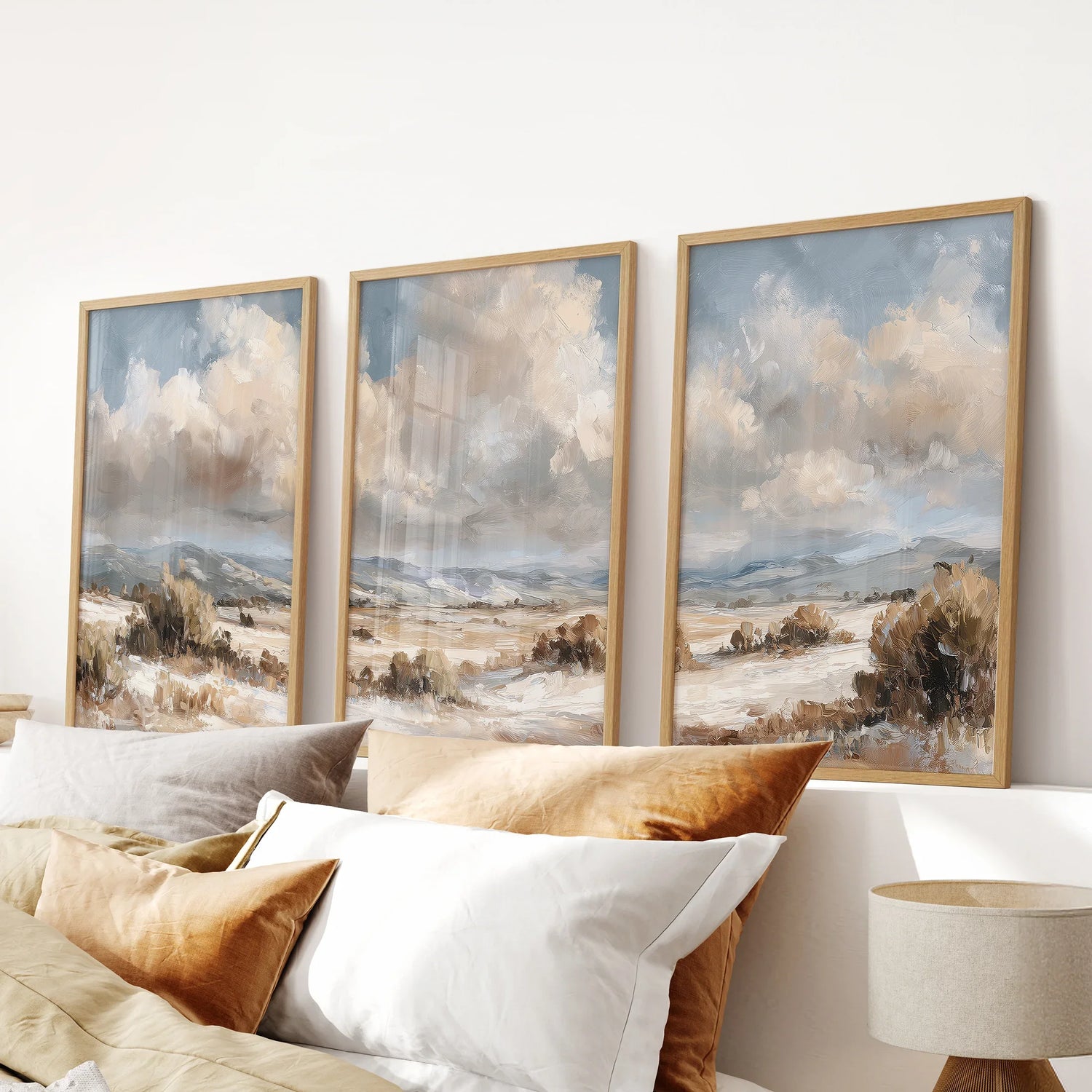 Warm Neutral Desert Landscape Decor. 3 Piece Nature Wall Art