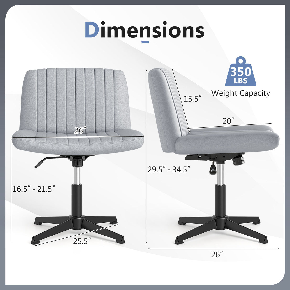 Criss Cross-Legged Swivel Desk Chair No Wheels