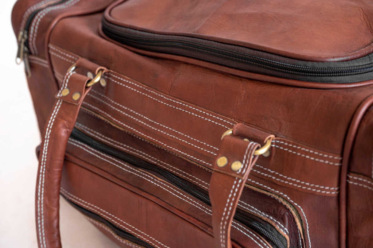 Vintage Leather Travel Duffle Bag
