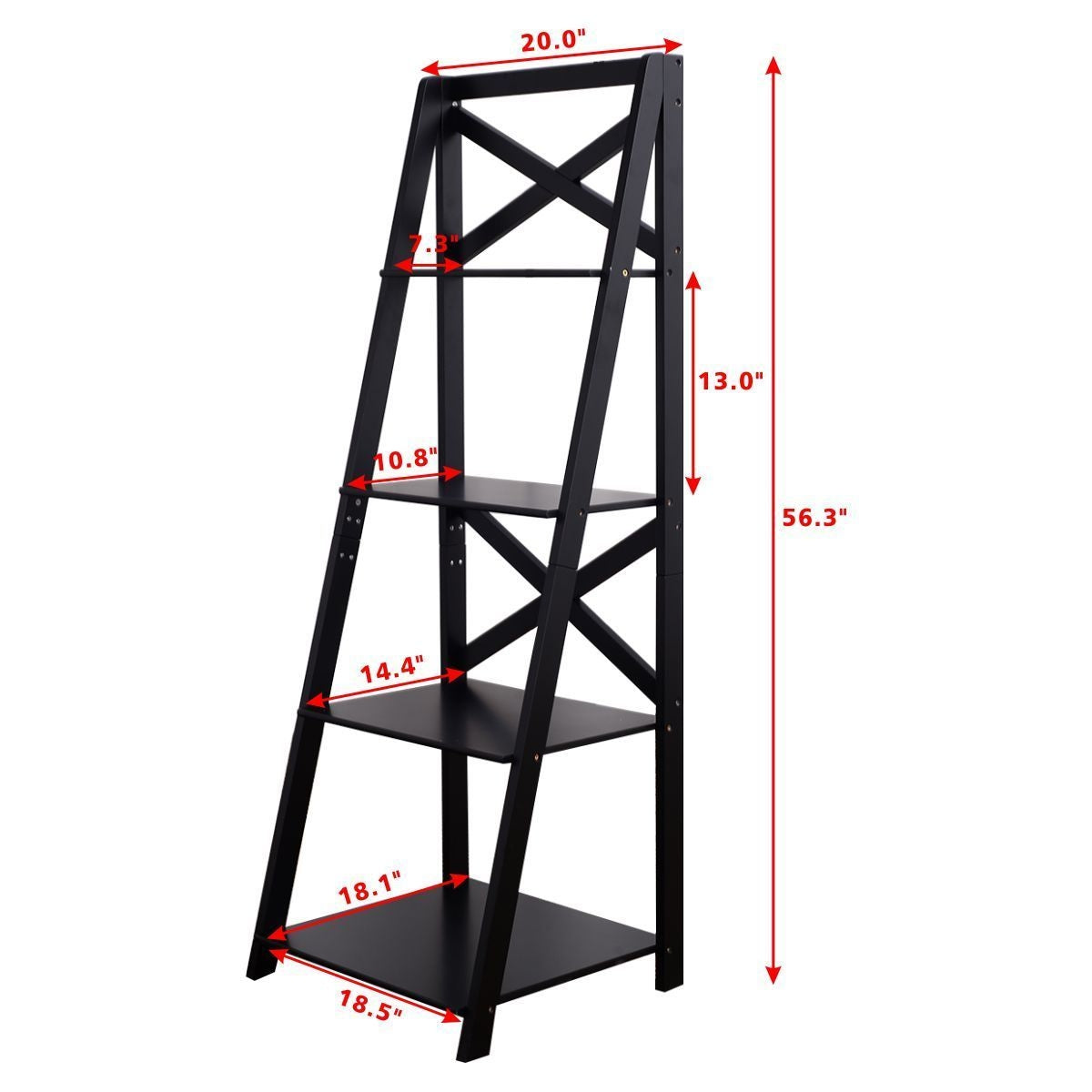 4-Tier/4-tier Leaning Free Standing Ladder Shelf Bookcase