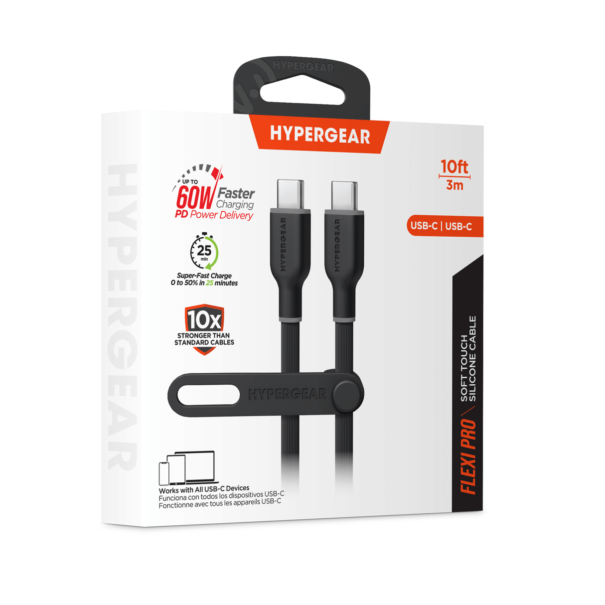 HyperGear Flexi PRO USB-C to USB-C Cable 10ft