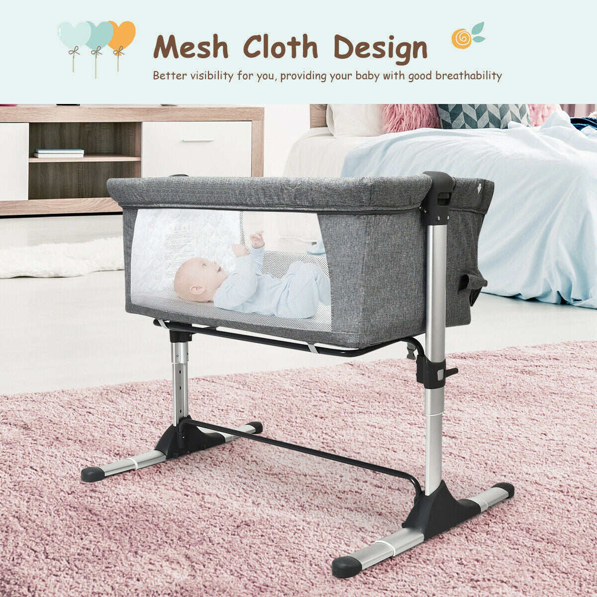 Travel Portable Baby Bed Side Sleeper Bassinet Crib with Carrying Bag