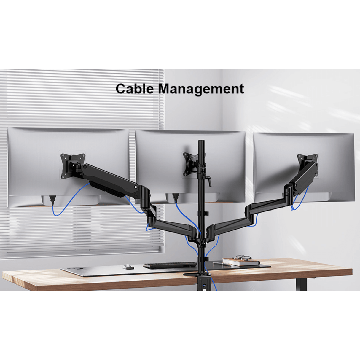 ErgoAV Gas Spring Desk Mount for Triple Monitors 13" to 32"