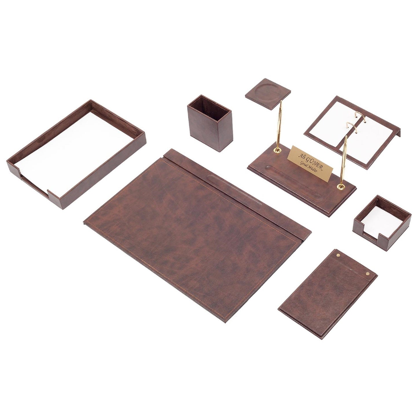 MOOG Leather Desk Set-10 Accessories-Desk Organizer-Desk Office Accessories-Office Organizer-Desk Pad-Desktop Store -10 PCS