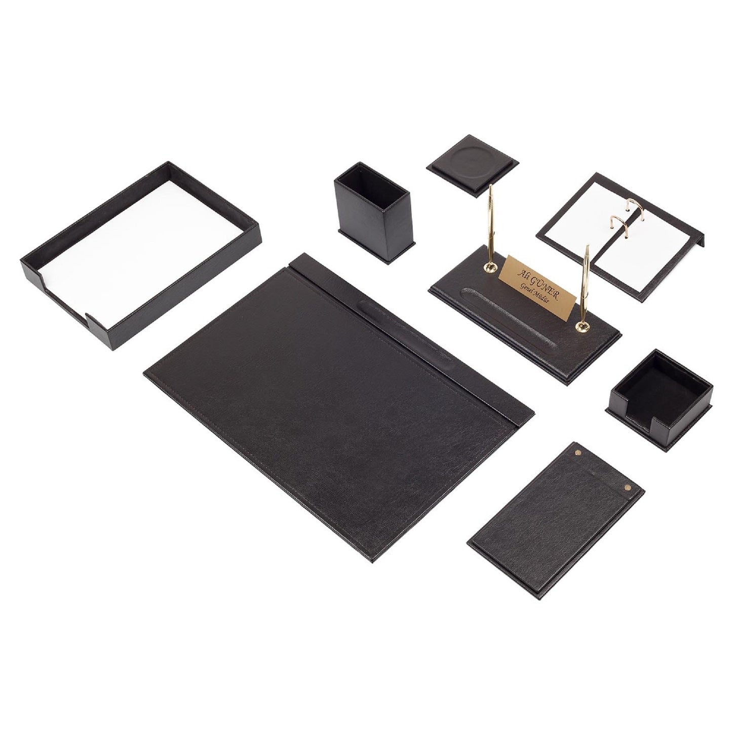 MOOG  Leather Desk Set-10 Accessories-Desk Organizer-Desk Office Accessories-Office Organizer- Single Document Tray  -10 PCS
