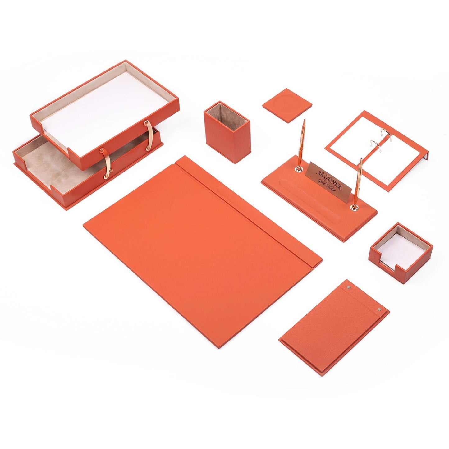 MOOG Leather Desk Set Red 10 Accessories | Personalized Desk Set | Best Gift For All | Customized Gift | Free Ship - 10 PCS