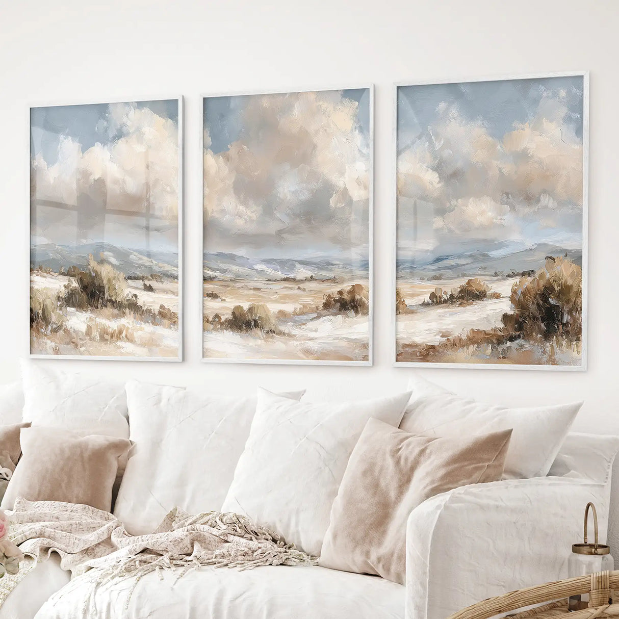 Warm Neutral Desert Landscape Decor. 3 Piece Nature Wall Art