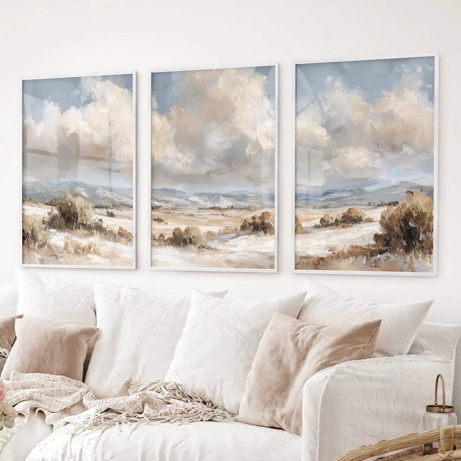 Warm Neutral Desert Landscape Decor. 3 Piece Nature Wall Art