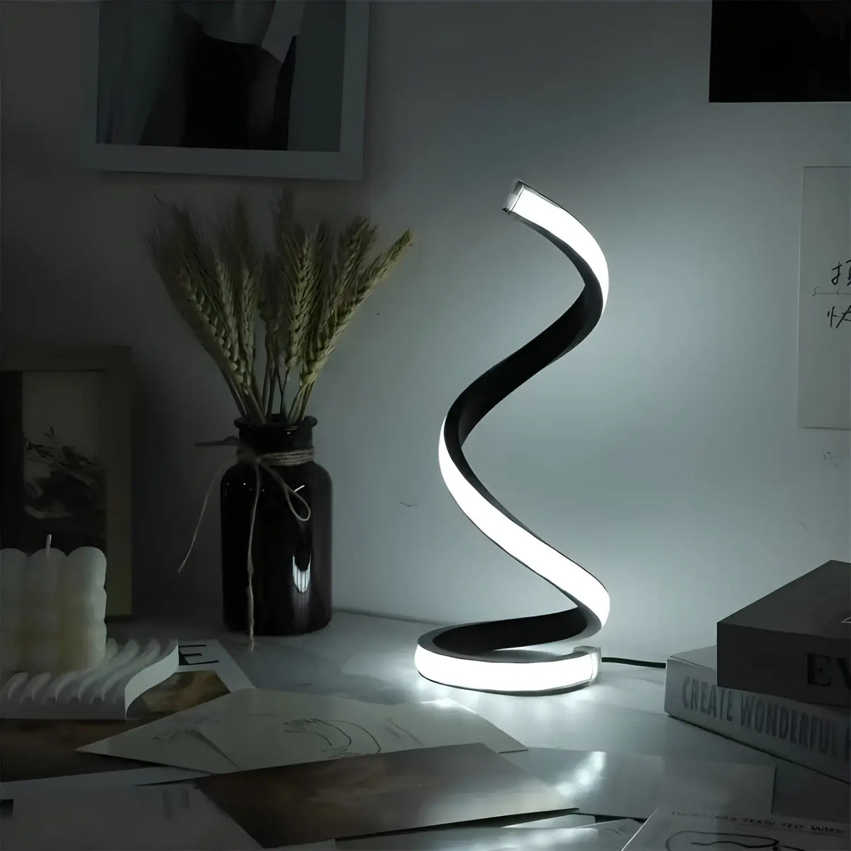 Dimmable Table Lamp LED – Spiral Night Light for Bedroom