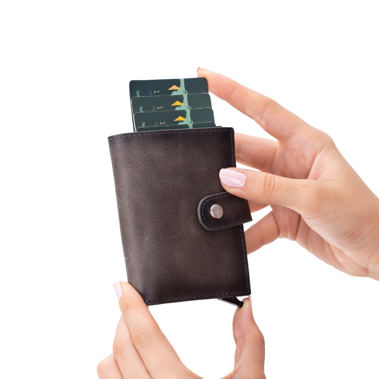 Douglas Genuine Leather Pop-Up Wallet with AirTag Slot - RFID Blocking Cardholder