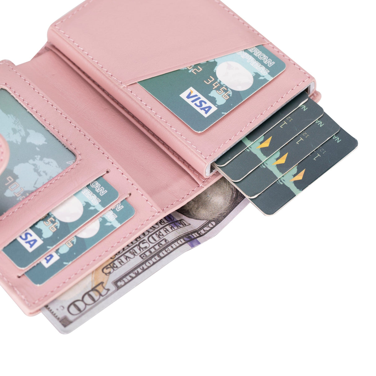 Douglas Genuine Leather Pop-Up Wallet with AirTag Slot - RFID Blocking Cardholder