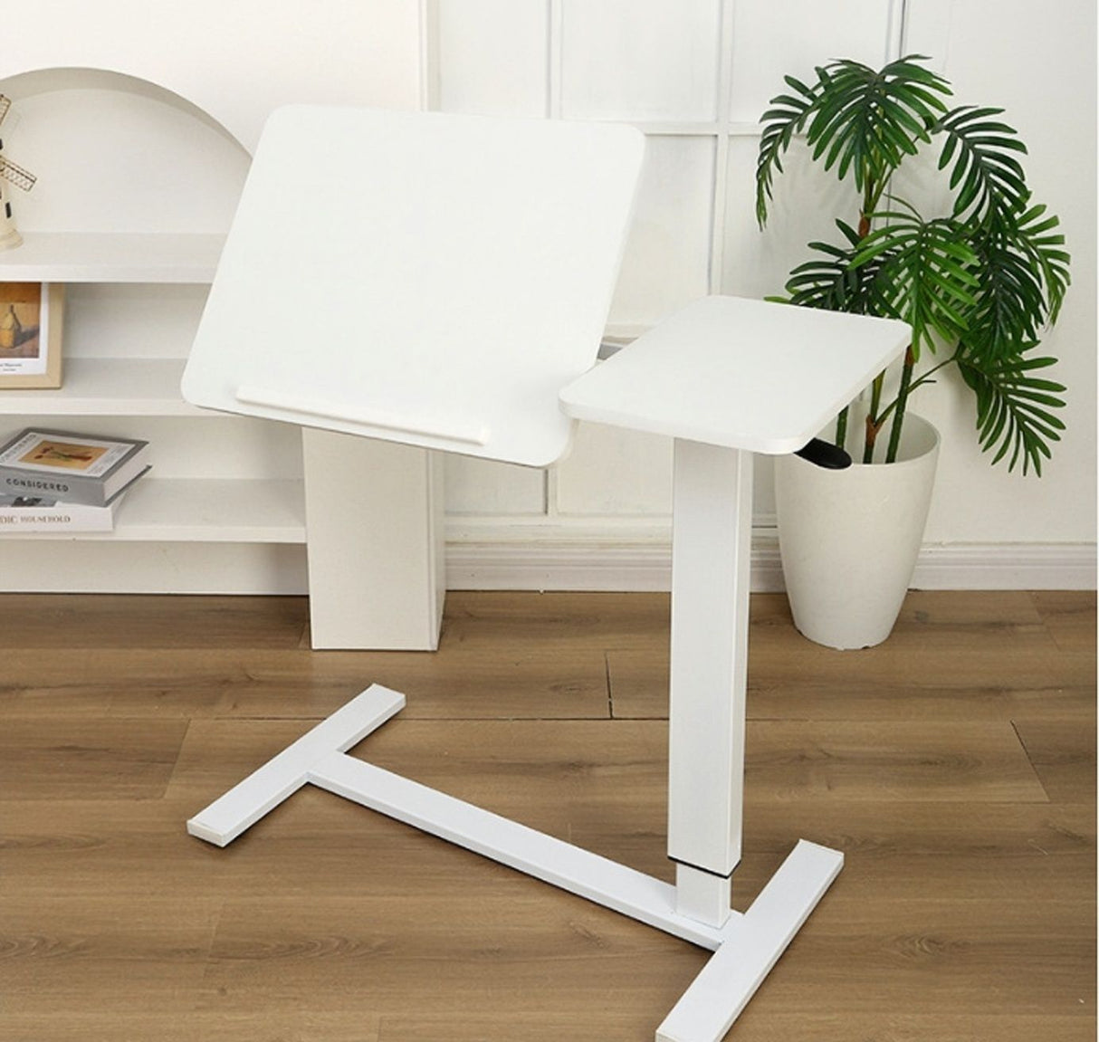 Overbed Bedside Desk Mobile Rolling Laptop Stand Tilting Overbed Table with Wheels Height Adjustable Tray Table for Laptop Bed Sofa Side Table ,Bedside Table(WHITE)