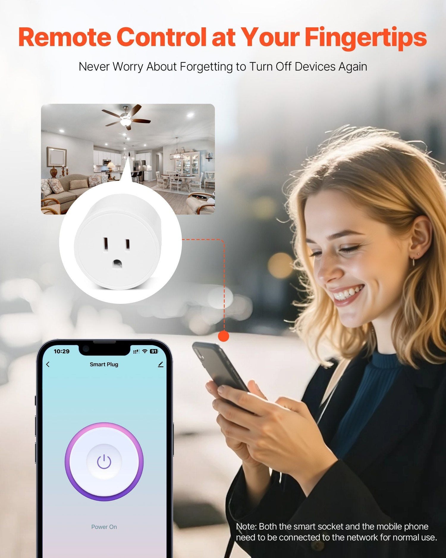 VEVOR Smart Plug Works WiFi Smart Outlet with Alexa and Google Home 4-Pack White