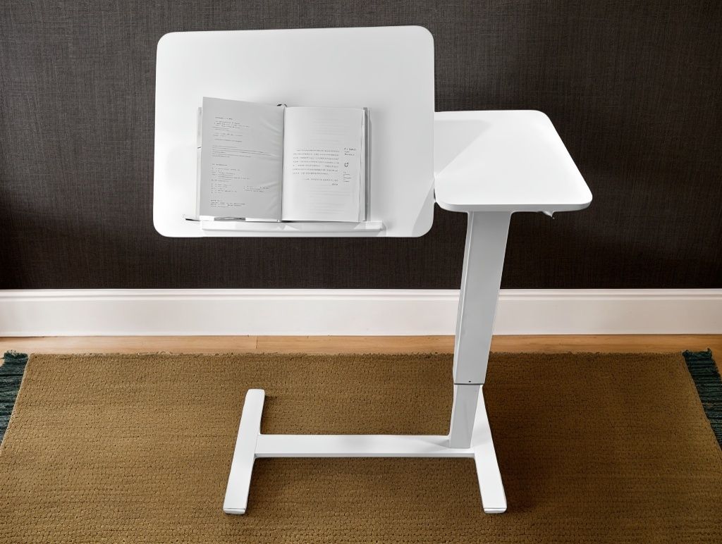 Overbed Bedside Desk Mobile Rolling Laptop Stand Tilting Overbed Table with Wheels Height Adjustable Tray Table for Laptop Bed Sofa Side Table ,Bedside Table(WHITE)