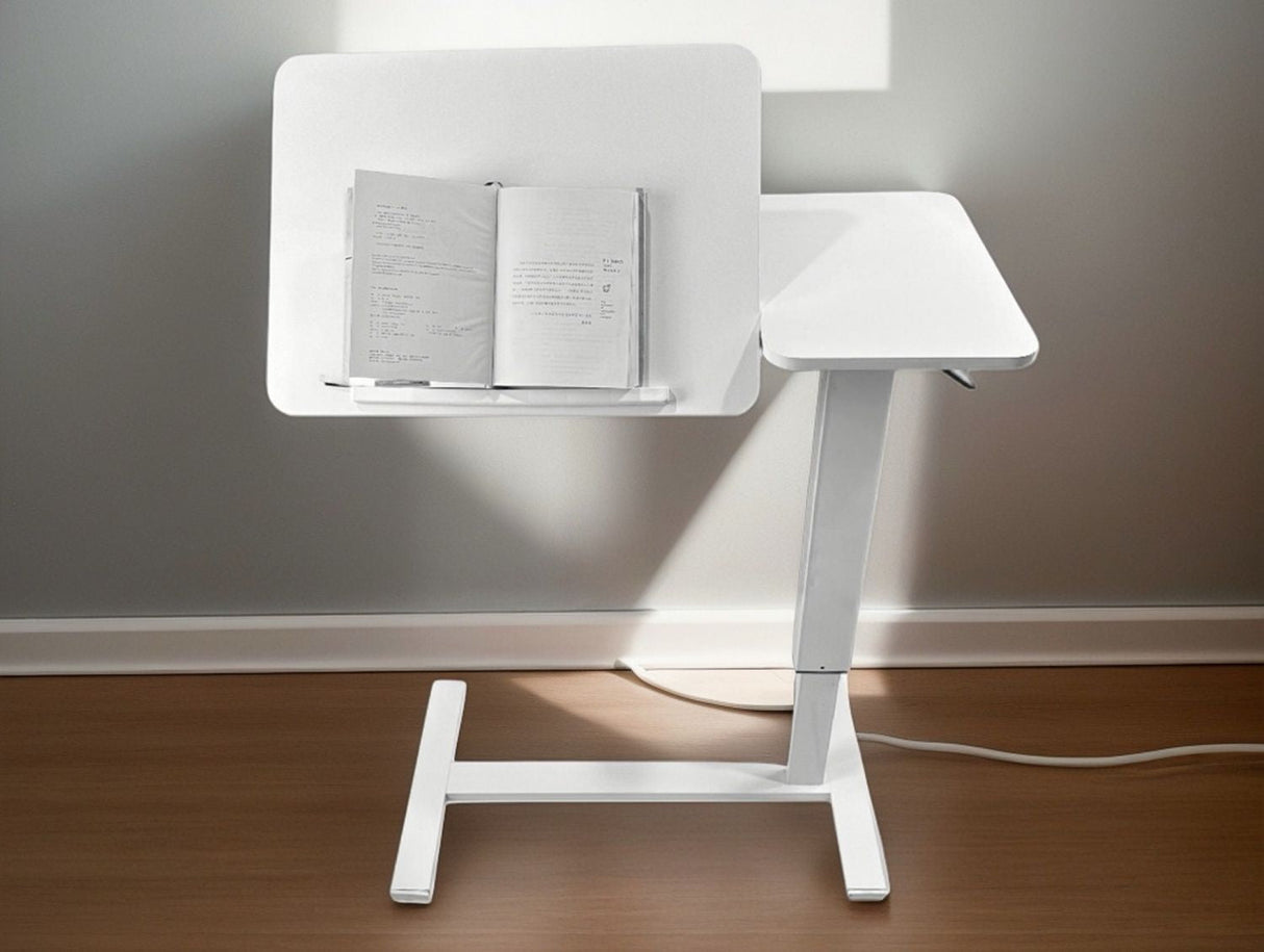 Overbed Bedside Desk Mobile Rolling Laptop Stand Tilting Overbed Table with Wheels Height Adjustable Tray Table for Laptop Bed Sofa Side Table ,Bedside Table(WHITE)