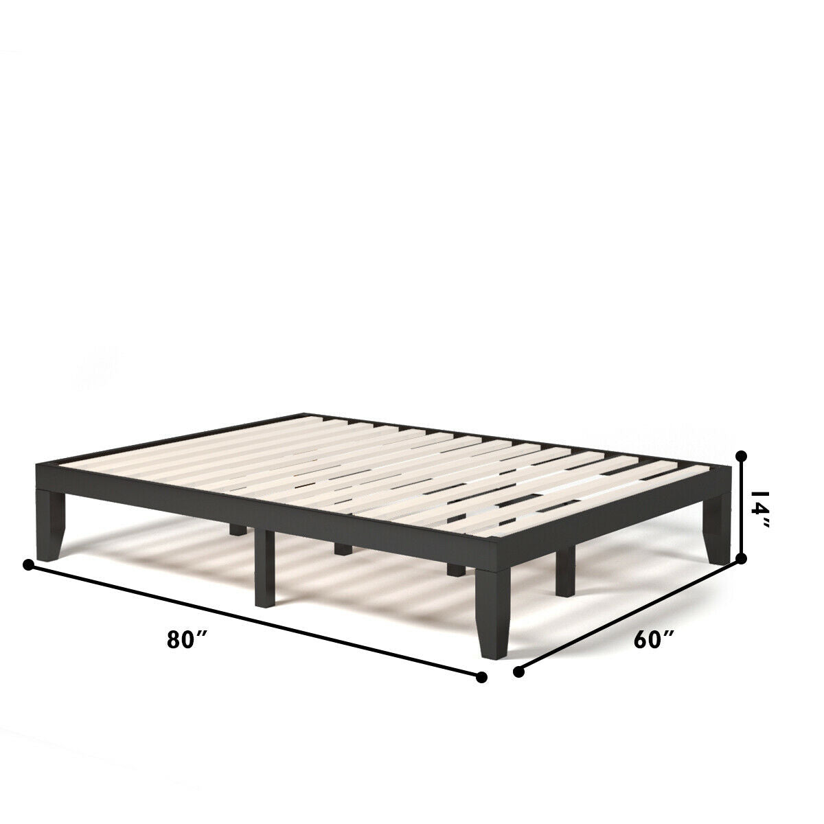 Queen Size 14 Inch Wooden Bed Mattress Frame
