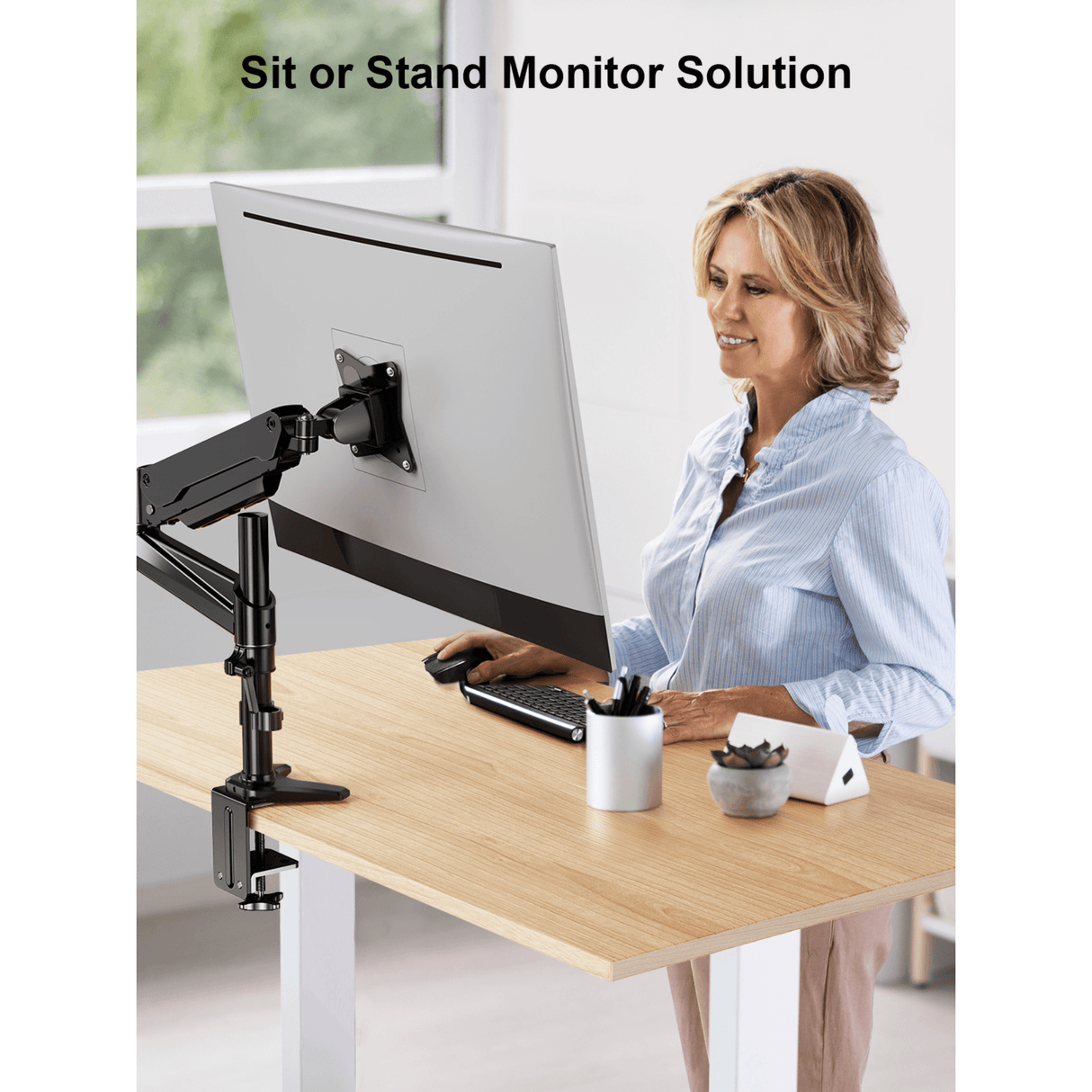 ErgoAV Gas Spring Desk Mount for Single Monitors 13" to 34" and up to 17lbs