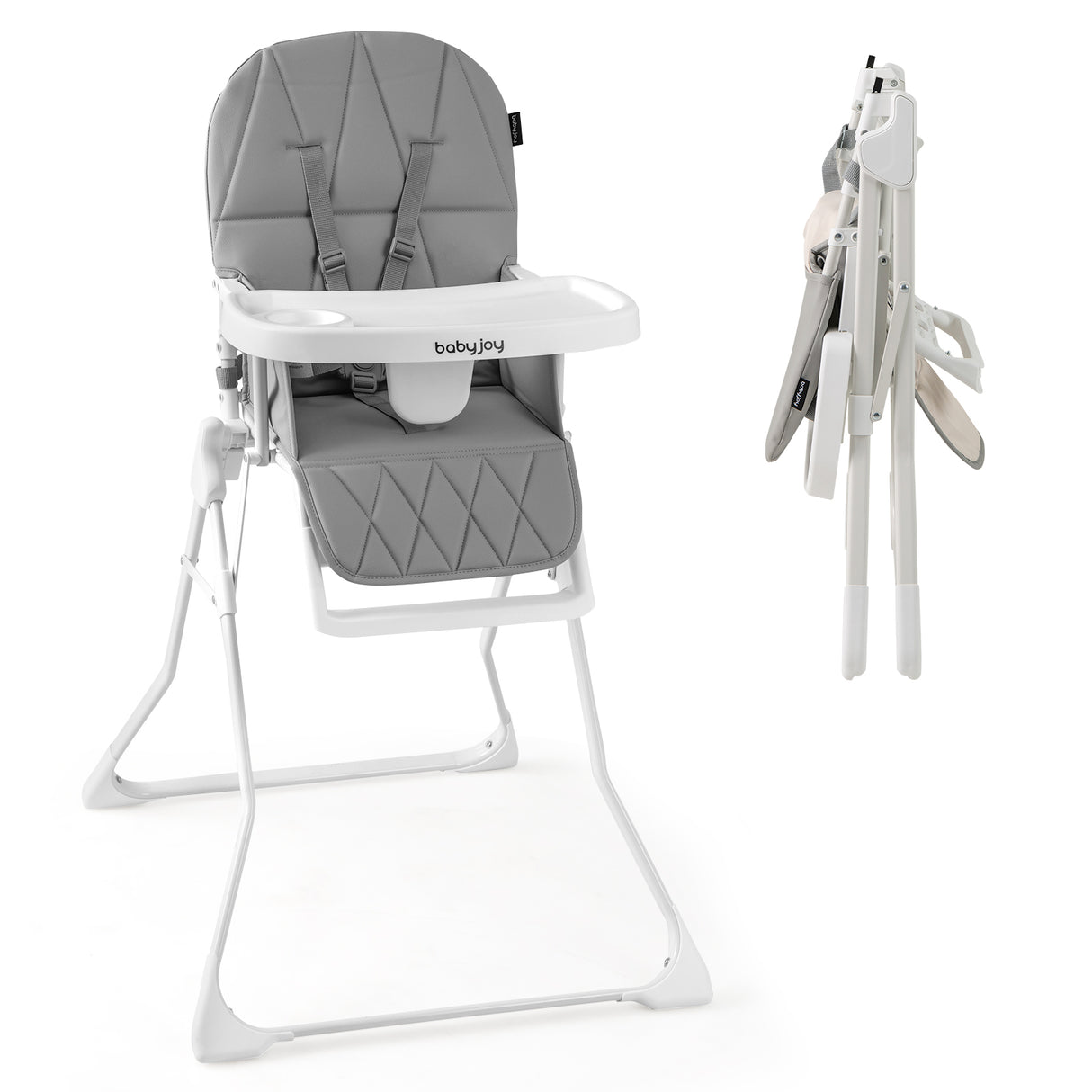 Easy Clean Compact Highchair with Removable Adjustable Tray and PU Seat Cushion