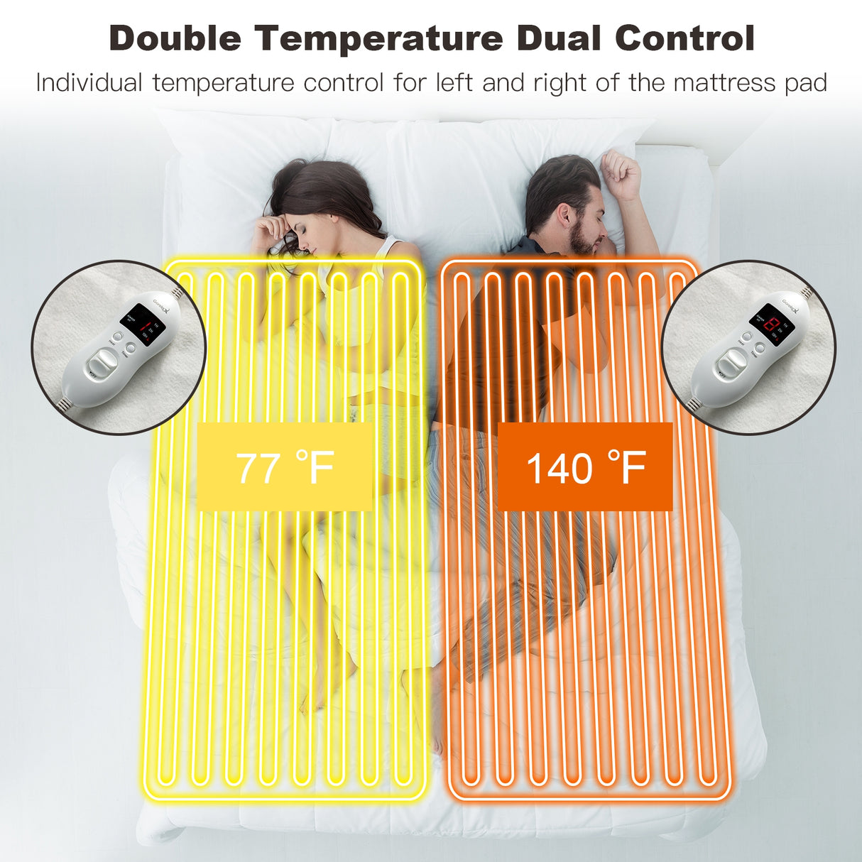 Safe Electric Heated Mattress Pad with 4 Size 8 Temperature 10-Hour Timer
