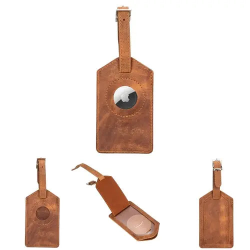 Estes Genuine Leather Luggage Tag with AirTag Slot