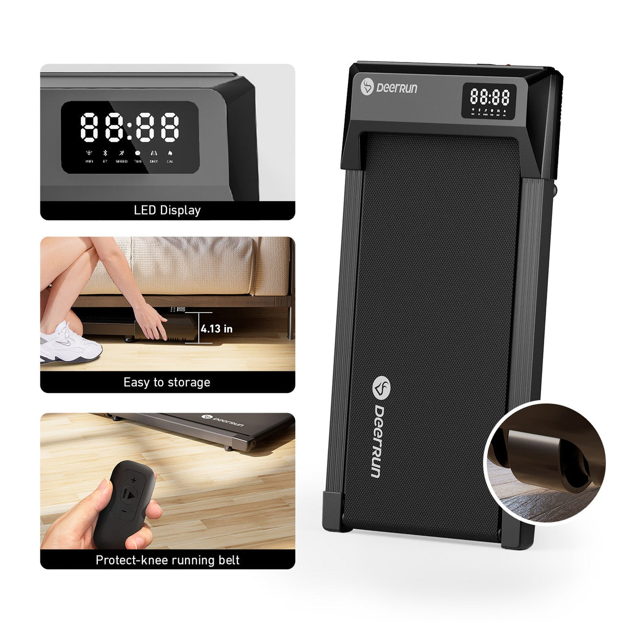 DeerRun Q1 Urban Mini Under-Desk Treadmill with Remote Control