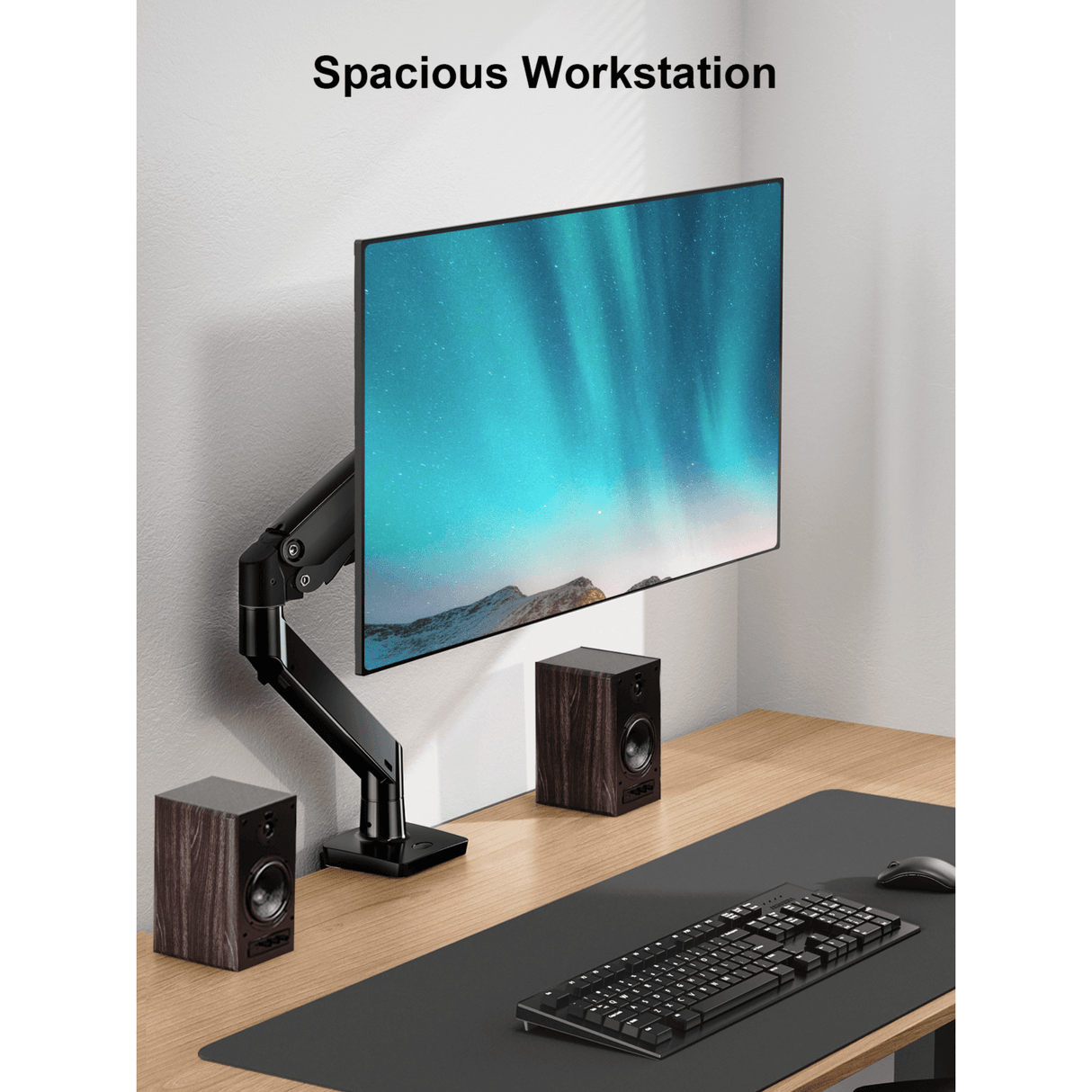 ErgoAV Gas Spring Desk Mount for Single Monitors 13" to 34" and up to 26lbs