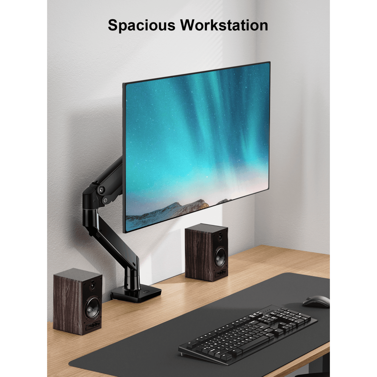 ErgoAV Gas Spring Desk Mount for Single Monitors 13" to 34" and up to 26lbs