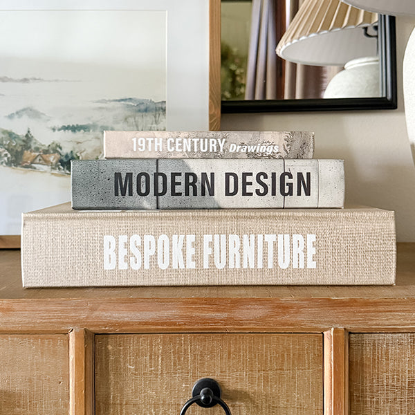 Large Leather Bound Book Boxes, Set of 3