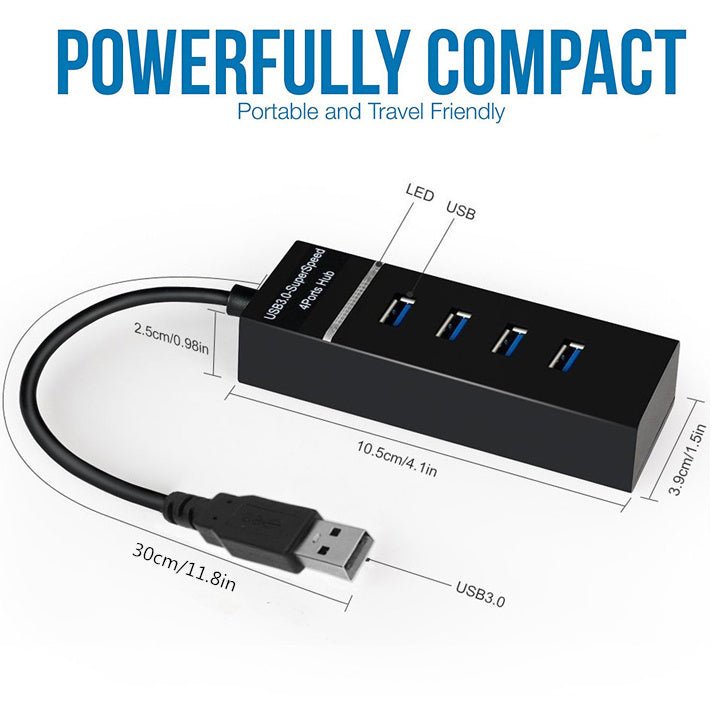 4-in-1 High-Speed USB Hub Splitter for PC and Laptop