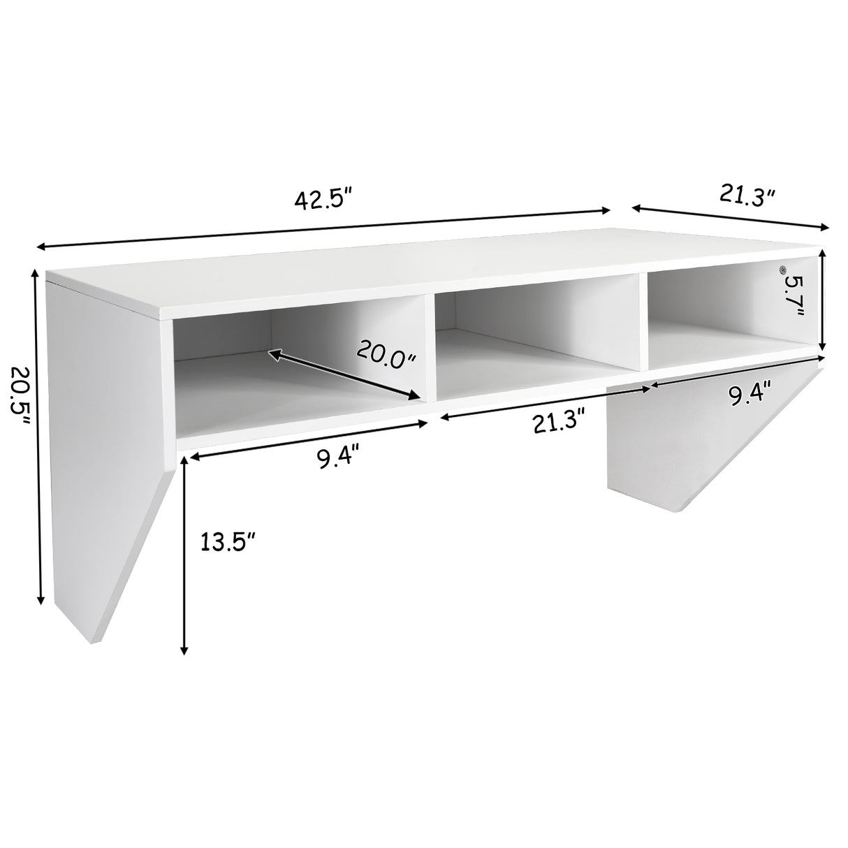 Wall Mounted Floating Sturdy Computer Table with Storage Shelf