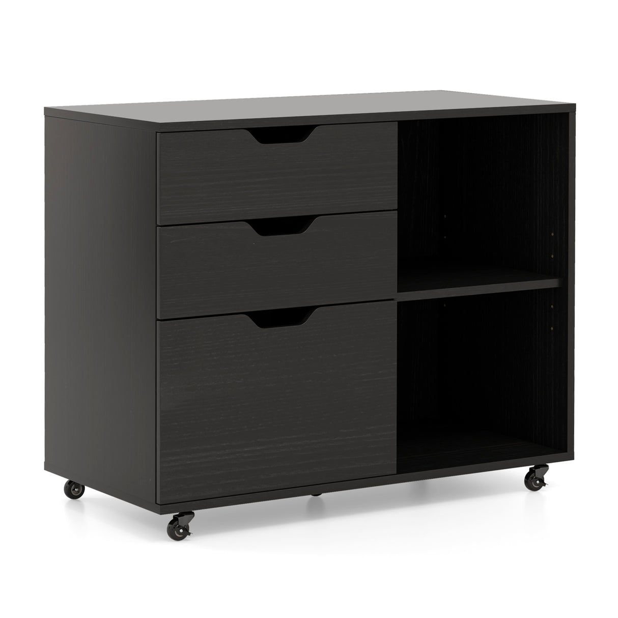 3-Drawer File Cabinet with Adjustable Shelf and Wheels for Letter