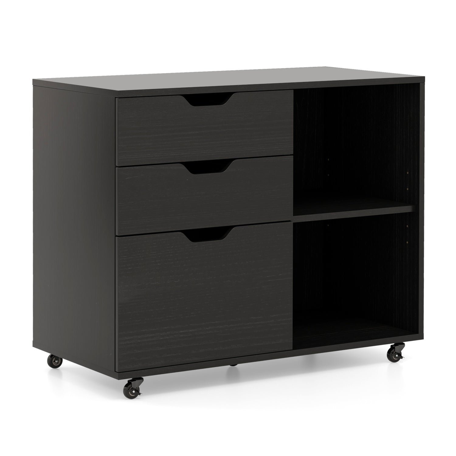 3-Drawer File Cabinet with Adjustable Shelf and Wheels for Letter