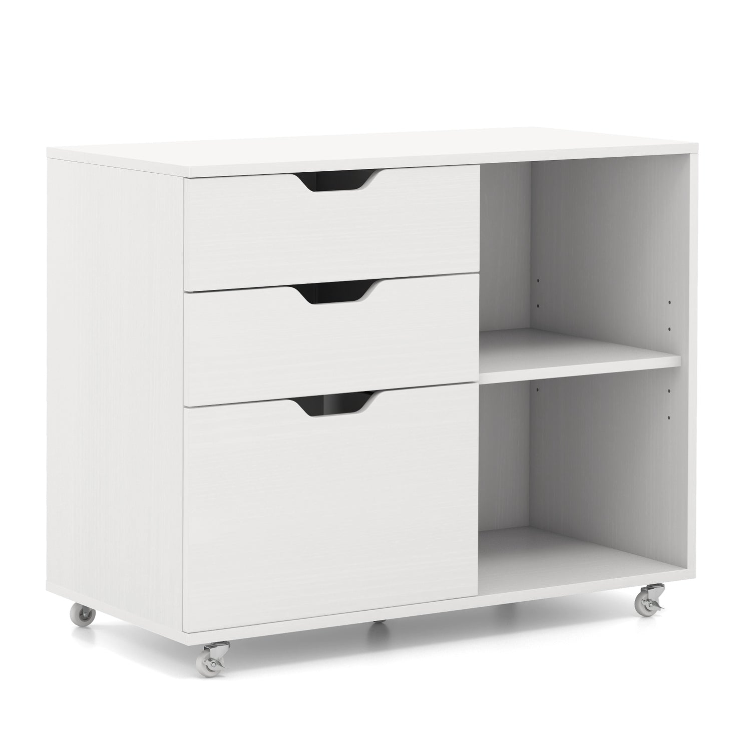 3-Drawer File Cabinet with Adjustable Shelf and Wheels for Letter