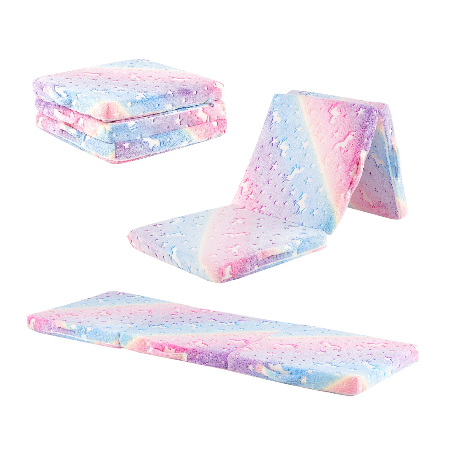 Foldable Floor Mattress for Kids with Washable Flannel Cover