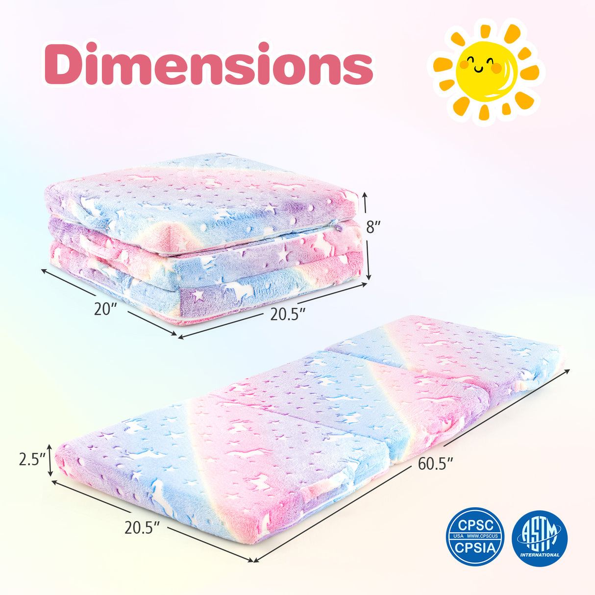 Foldable Floor Mattress for Kids with Washable Flannel Cover