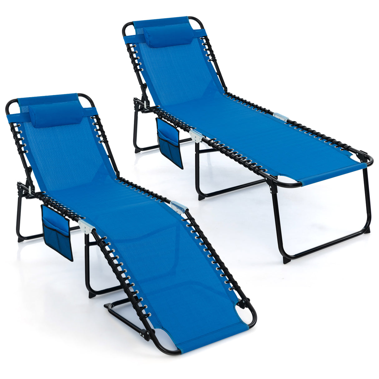 Foldable Recline Lounge Chair with Adjustable Backrest and Footrest