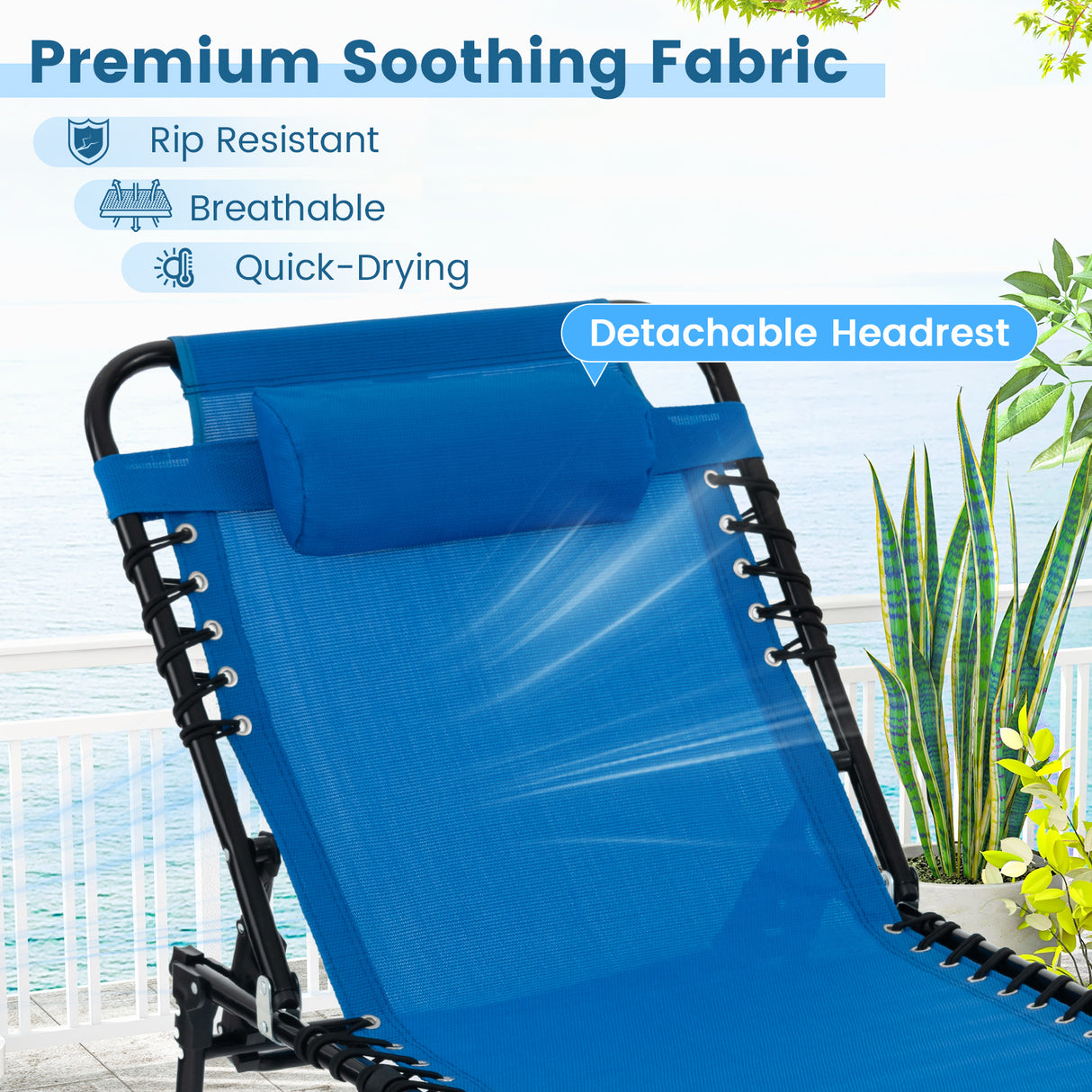 Foldable Recline Lounge Chair with Adjustable Backrest and Footrest