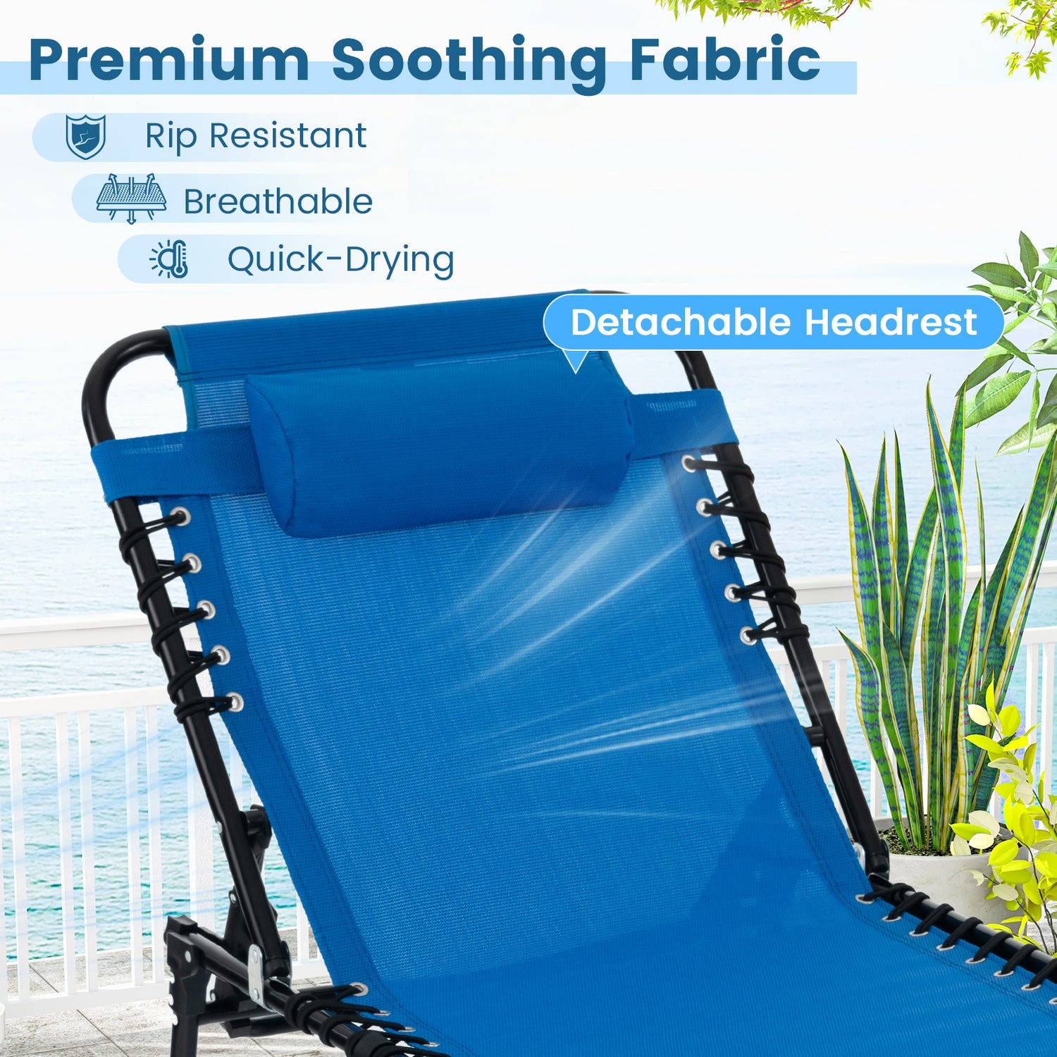 Foldable Recline Lounge Chair with Adjustable Backrest and Footrest