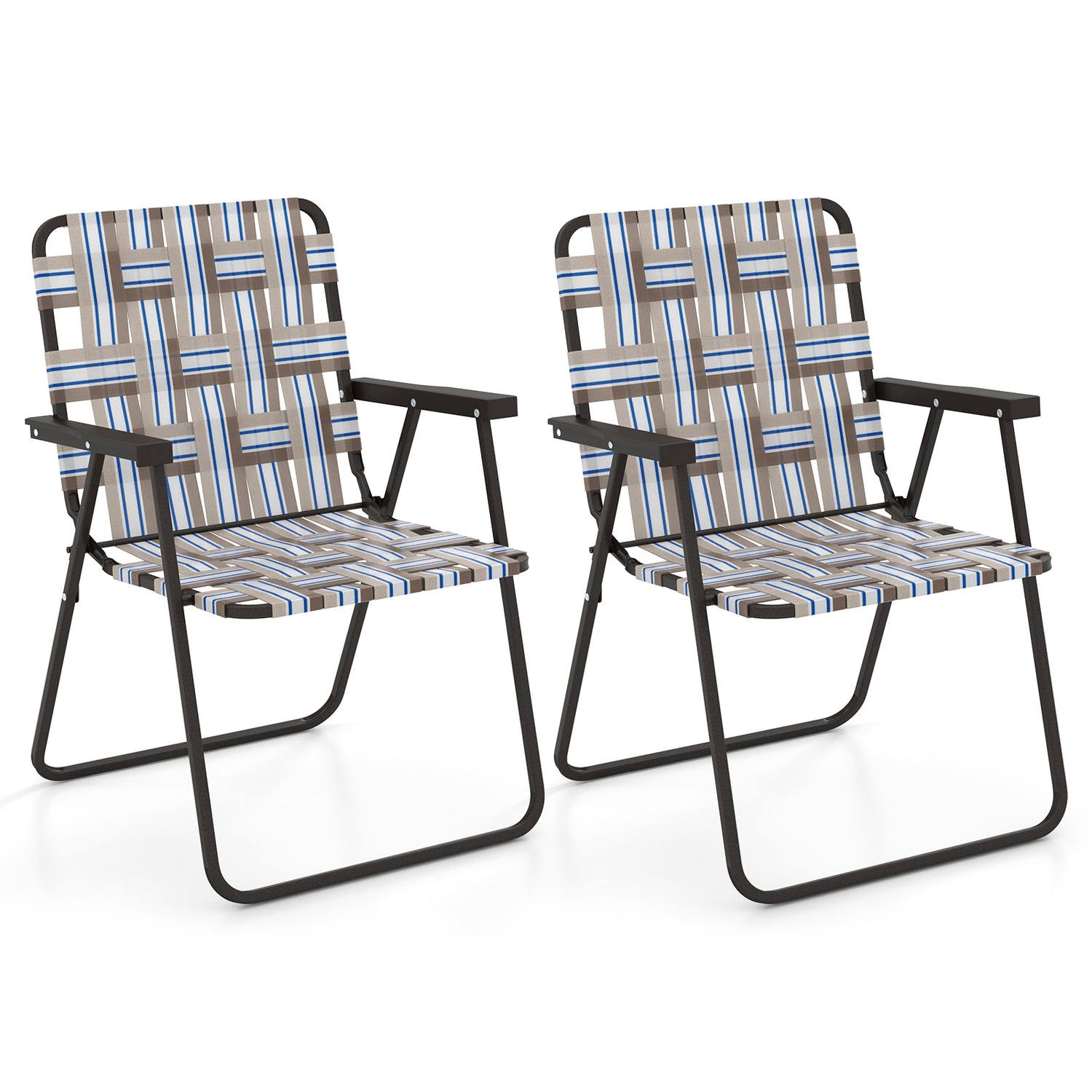 4 Pieces Folding Beach Chair Camping Lawn Webbing Chair