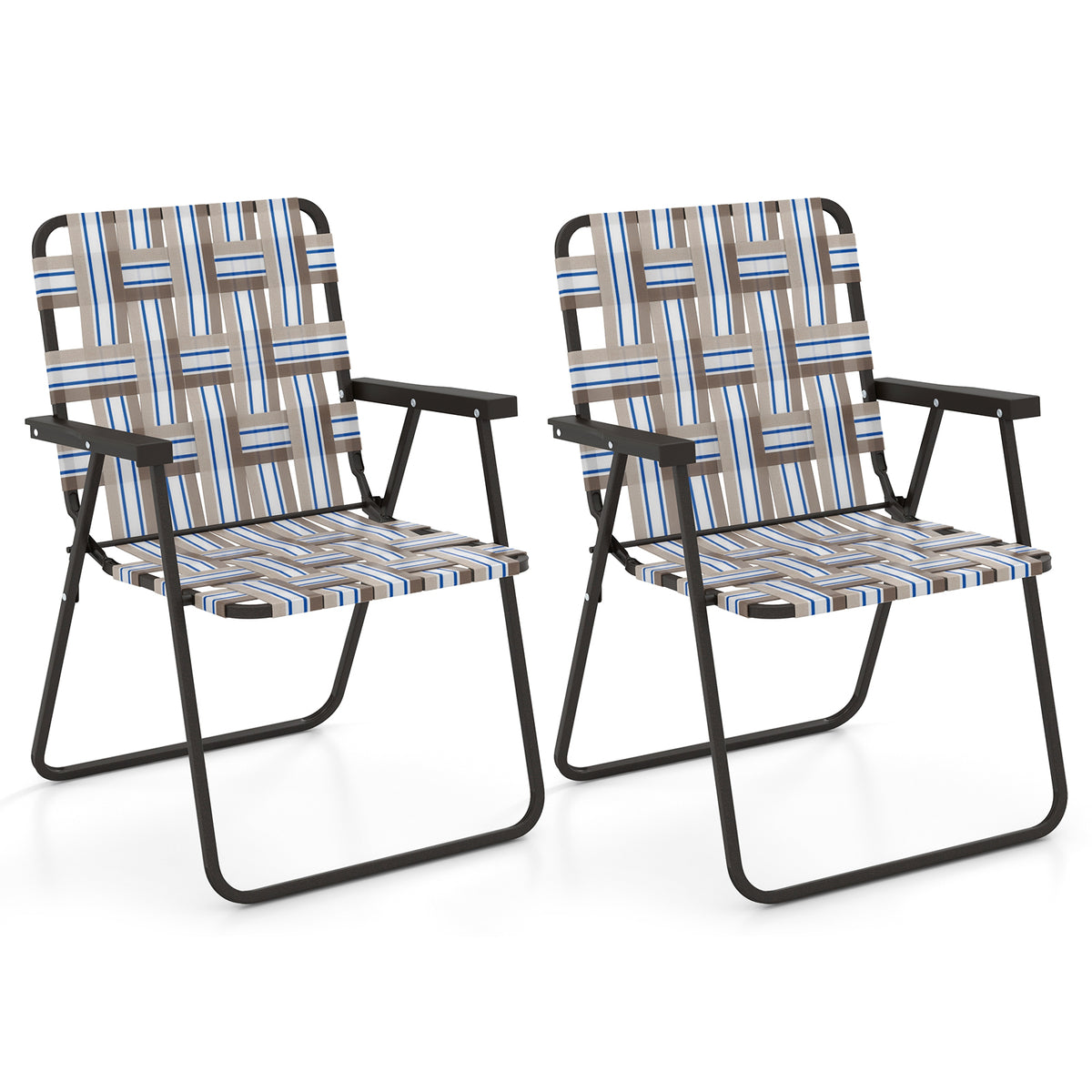4 Pieces Folding Beach Chair Camping Lawn Webbing Chair