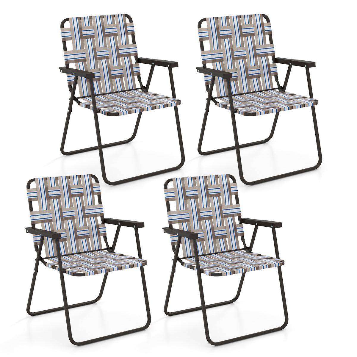 4 Pieces Folding Beach Chair Camping Lawn Webbing Chair