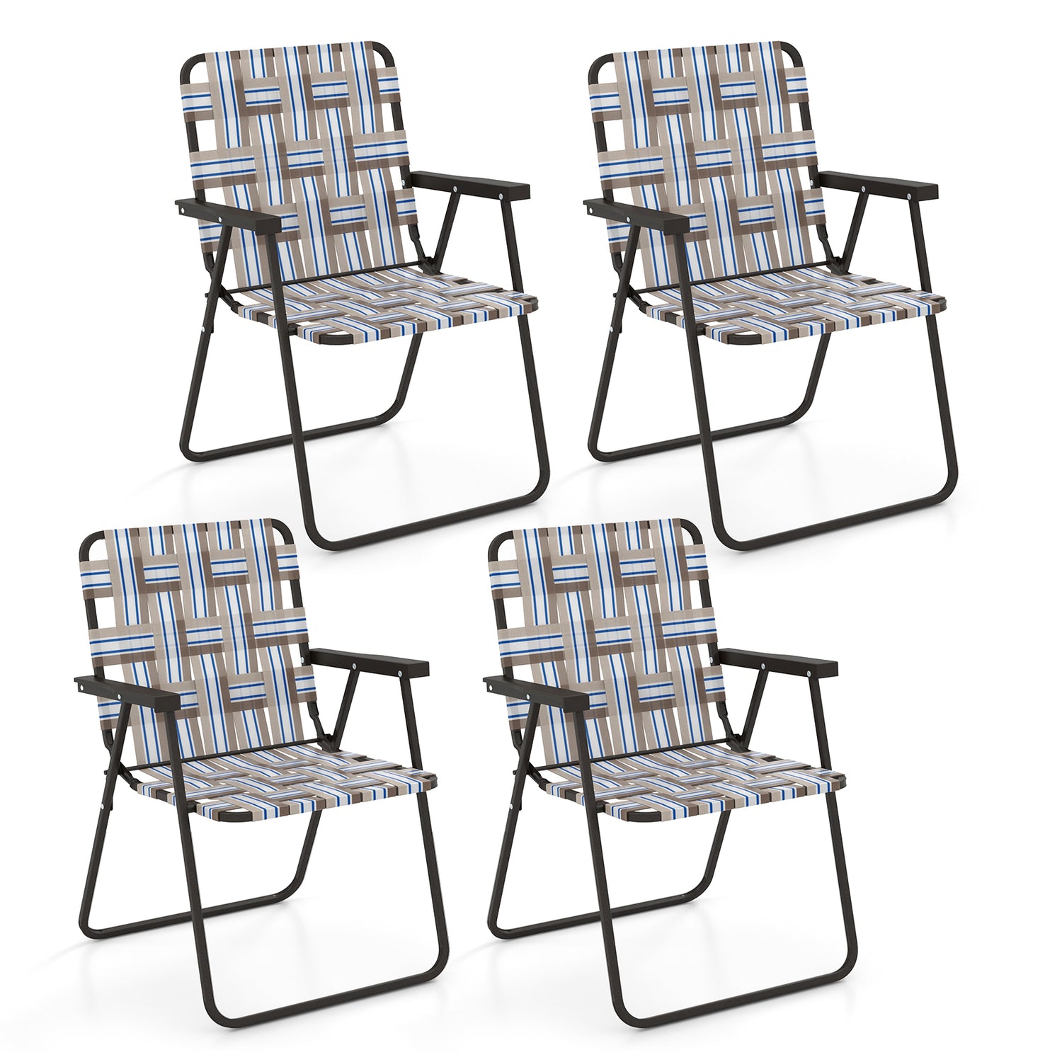 4 Pieces Folding Beach Chair Camping Lawn Webbing Chair