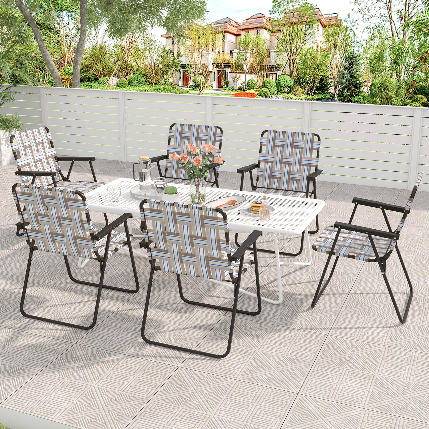 4 Pieces Folding Beach Chair Camping Lawn Webbing Chair