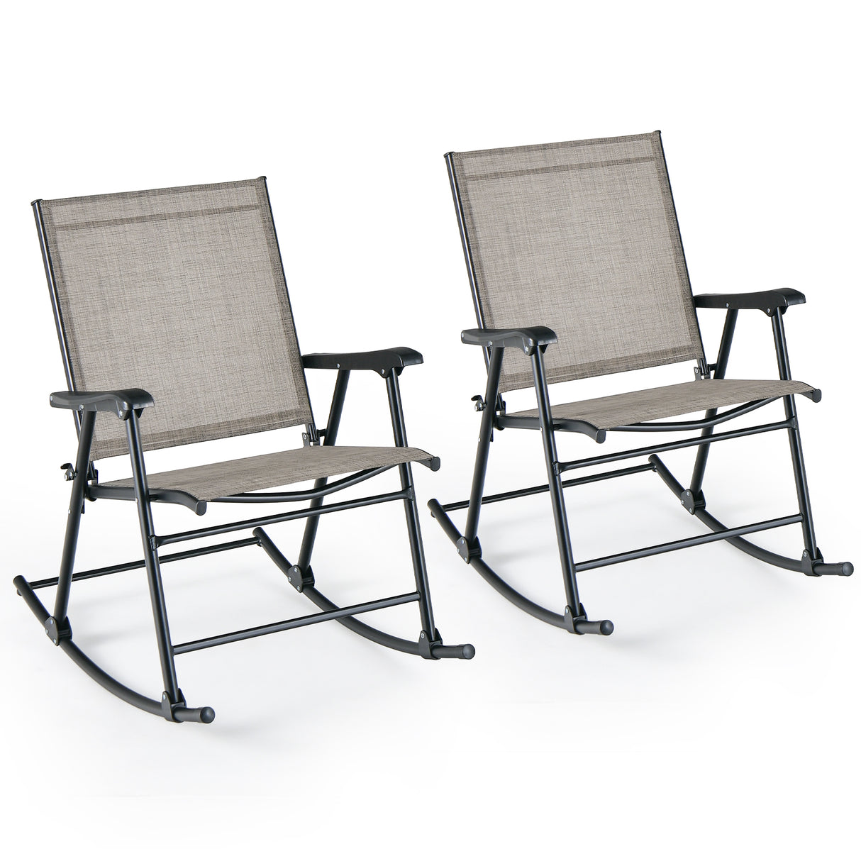 Folding Rocking Chair with Breathable Seat Fabric Set of 2