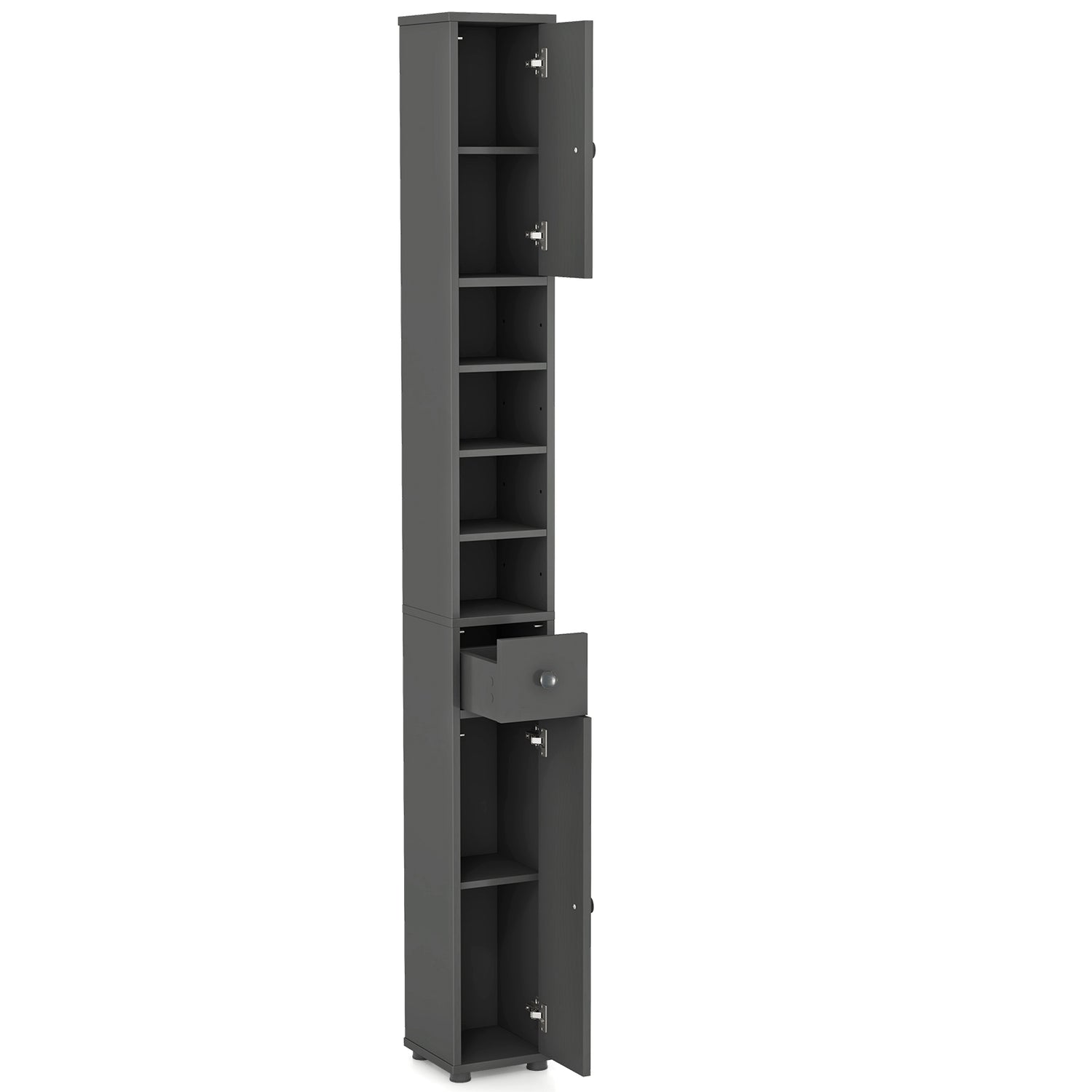 Freestanding Slim Bathroom Cabinet with Drawer and Adjustable Shelves