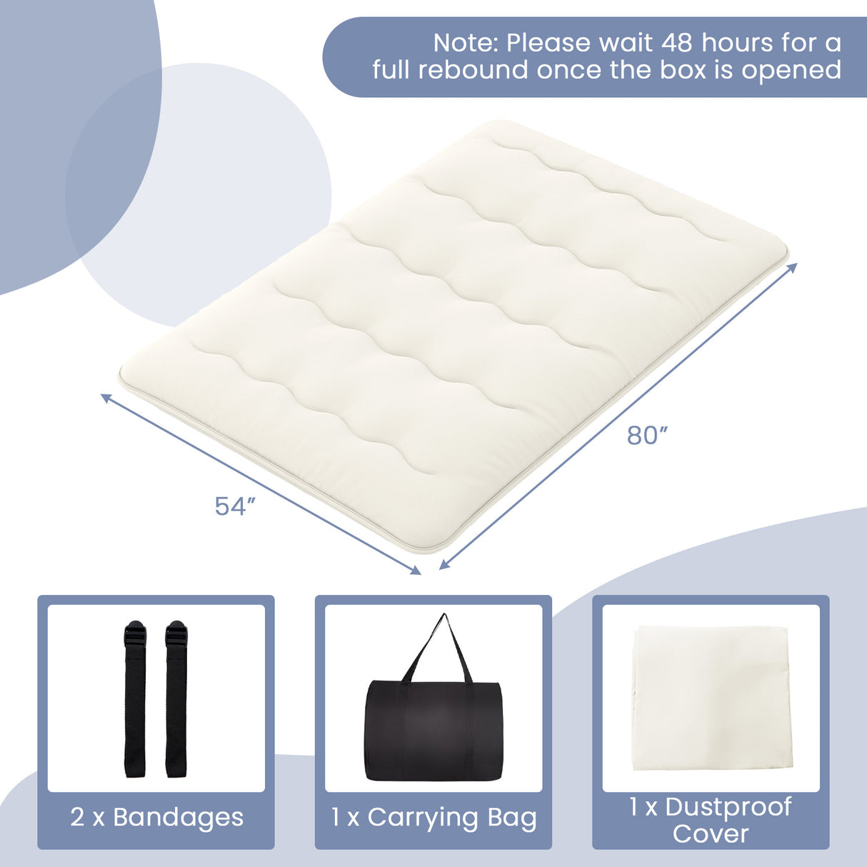 Queen/King/Twin/Full Futon Mattress Floor Sleeping Pad with Washable Cover Beige