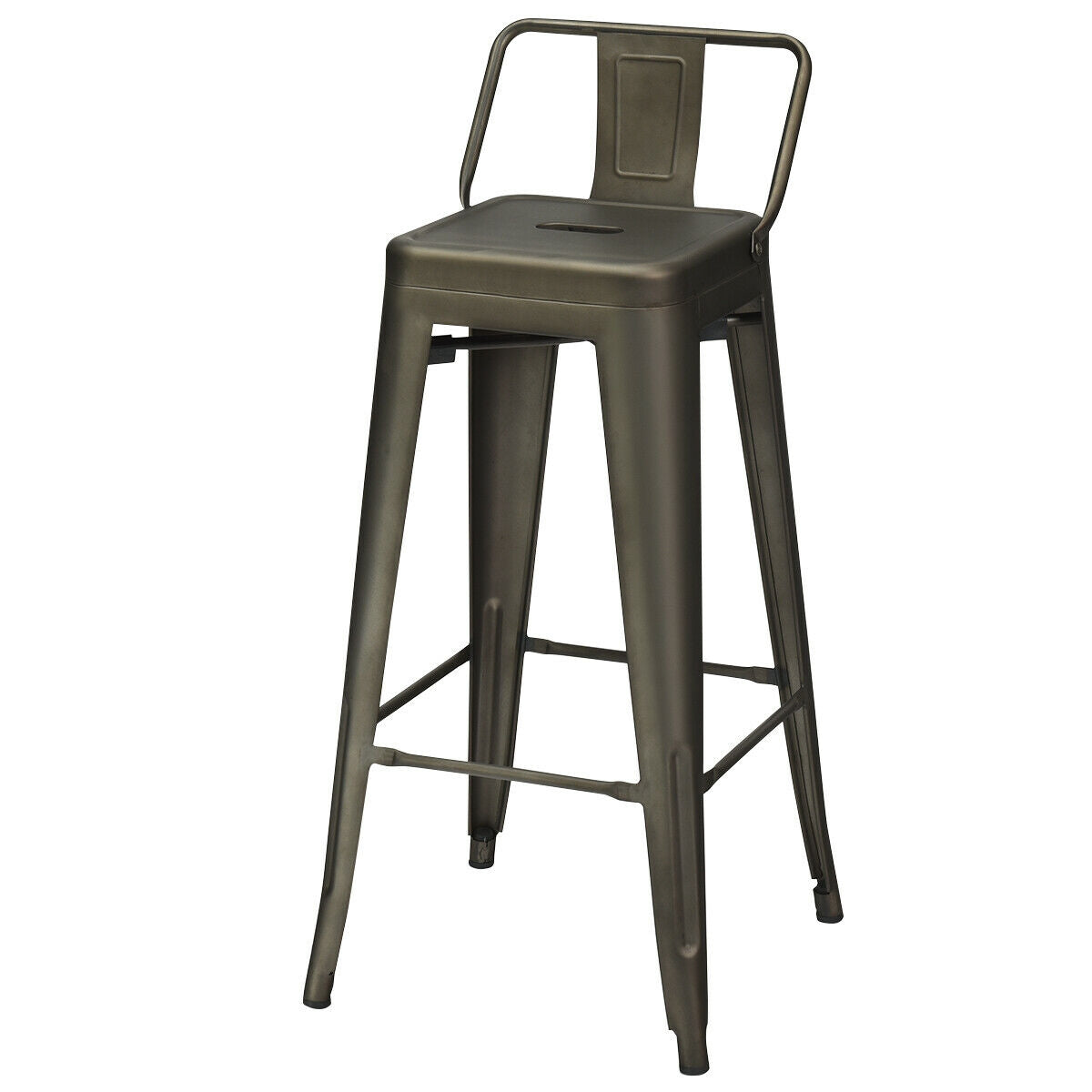 30 Inch Set of 4 Metal Counter Height Barstools with Low Back and Rubber Feet