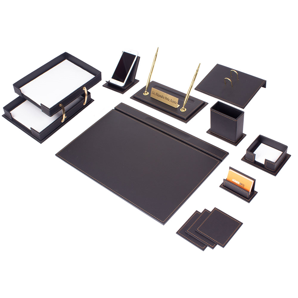 MOOG Luxury Desk Set - Double Document Tray- Black- 13 PCS