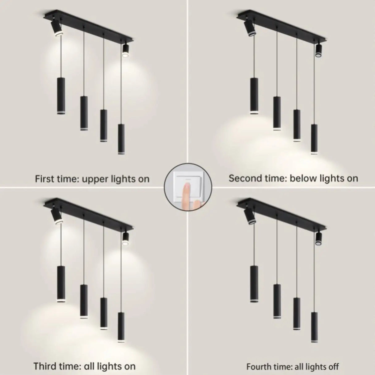 Hanging Light for Modern Kitchen Island with Adjustable Aluminum Spotlights